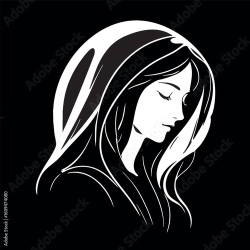 Vector illustration of the Virgin Mary. Our Lady of Guadalupe
