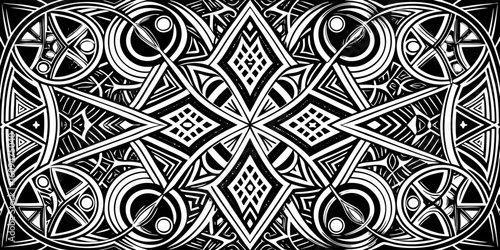 Photography Abstract geometric pattern design black and white symmetrical art decorative orn