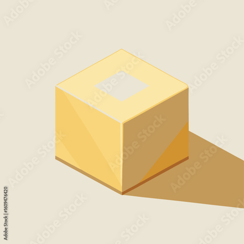 Cubed organic tofu block isolated on white background