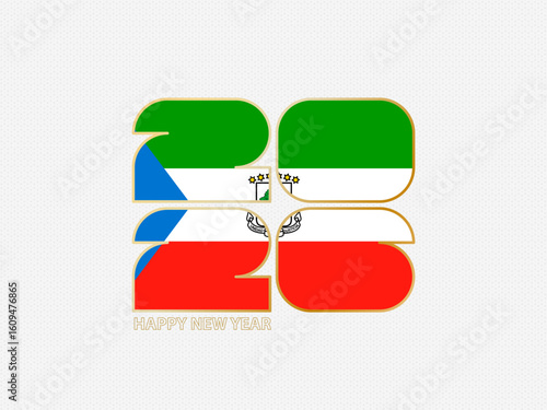 Abstract numbers 2026 with flag of Equatorial Guinea.