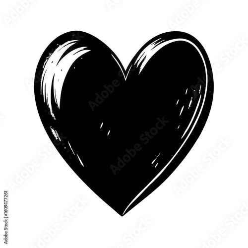 Bold black heart with textured edges
