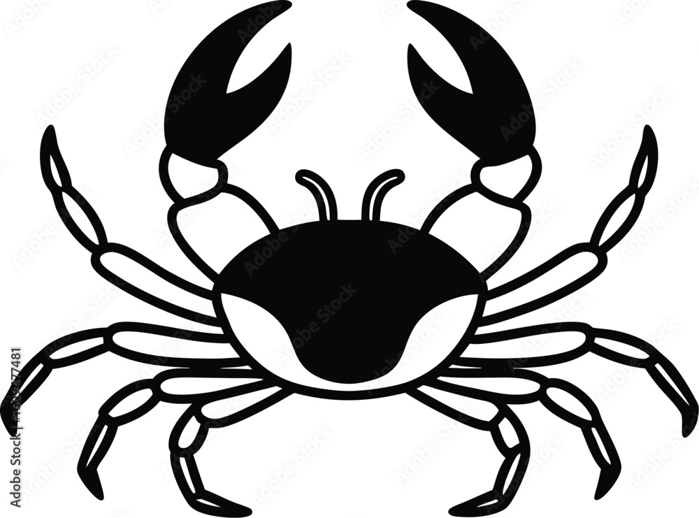 Obraz premium Minimalist crab illustration on a sandy beach in a flat design style