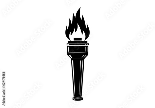 A burning torch with flames
