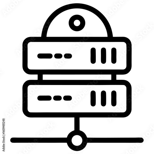 Proxy Server Outline Icon – Black Vector for Secure Network Connection

