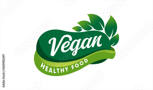 vegan food logo sticker label sign symbol modern design for product package Organic, healthy vegetarian fresh organic product