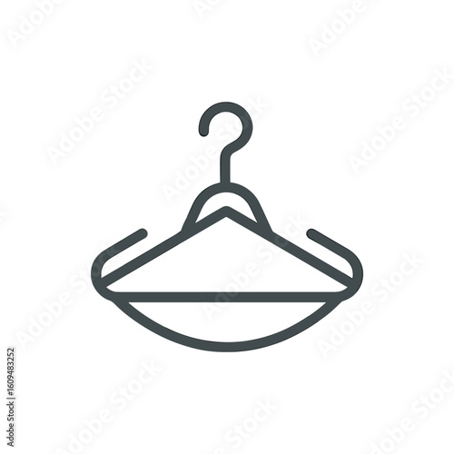 Minimalistic clothes hanger icon on a clean background, symbolizing fashion and organization
