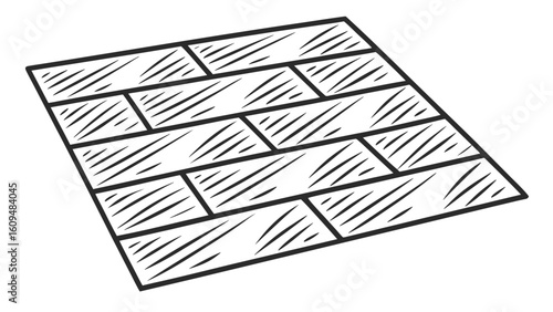 Hand Drawn Parquet Floor Pattern with Wood Grain Detail for Interior Design and Architecture Projects