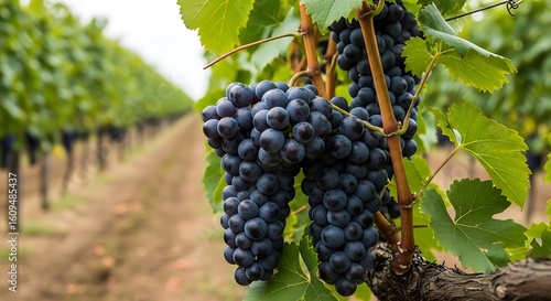 Wallpaper Mural Close up of ripe dark purple grapes on a vine in a vineyard fruit agriculture Torontodigital.ca