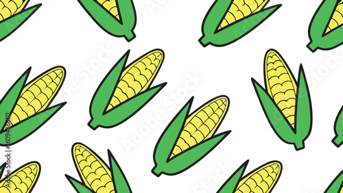 Seamless pattern of corn on the cob illustration for textile prints and web design vibrant summer harvest