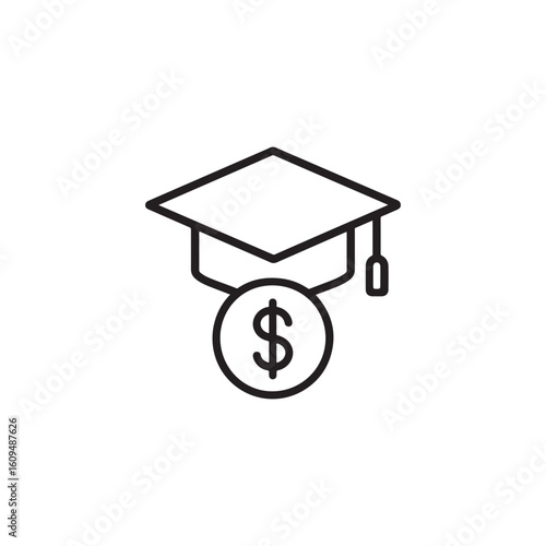 Graduation cap icon with dollar sign inside representing financial success in education