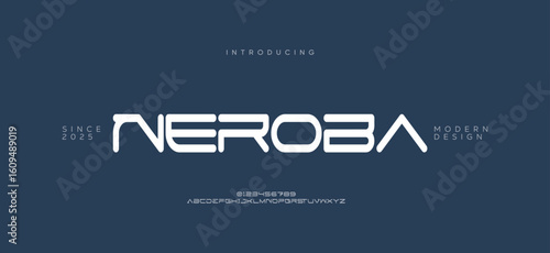 Modern abstract digital alphabet font. Minimal technology typography, Creative urban sport fashion futuristic font and with numbers. vector illustration