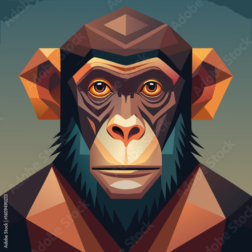 Modern Illustrated Monkey Portrait