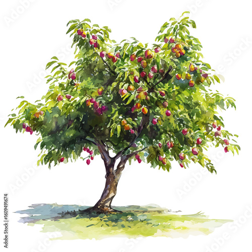 A watercolor painting of Orchard, vector illustration on white background.