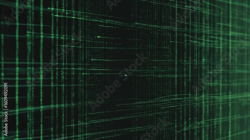 Futuristic green matrix digital code rain effect animation background wallpaper 4k