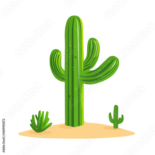 A Minimalistic 2D flat icon featuring cactus desert, clean vector design, simple illustration style, isolated on a white background, modern element in vector and EPS format. simple design
