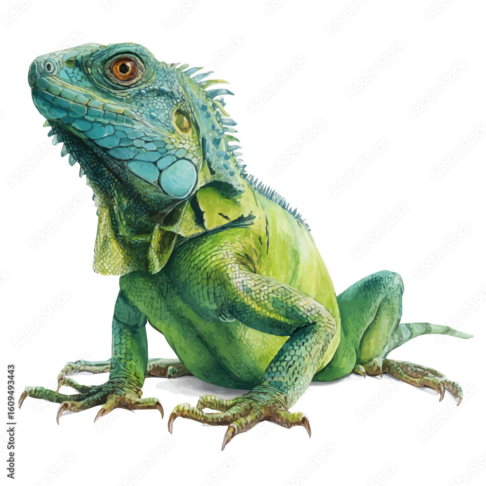 Fototapeta premium Basilisk in watercolor style, vector illustration, isolated on white background.