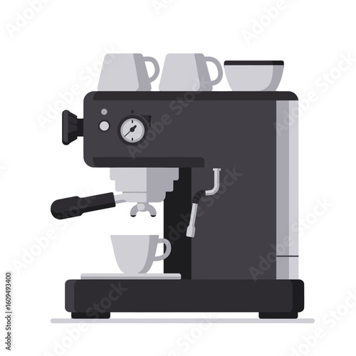 Modern espresso machine brewing fresh coffee, perfect for cafes and coffee shops promotional materials