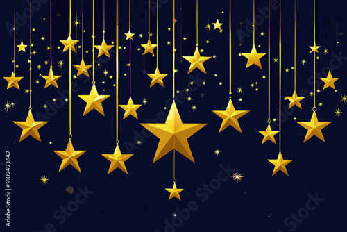 Gold Glittered Stars Showering Over a Dark Luxury Background vector illustration