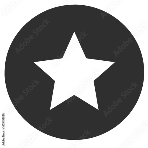 Shining star icon in dark circle for brand recognition and customer loyalty programs, achievement