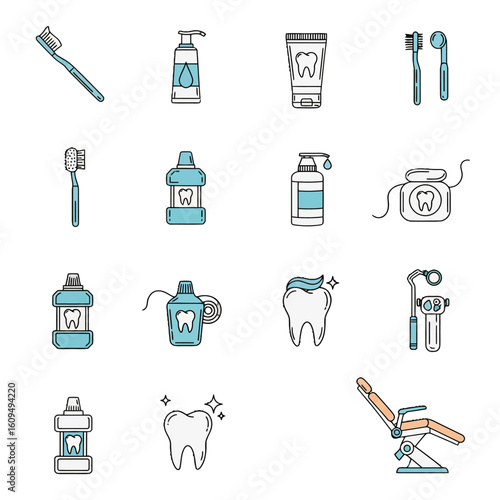 Essential dental care kit for healthy teeth and gums, including toothbrush, toothpaste, and mouthwash