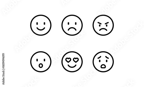 Simple line faces expressing different emotions