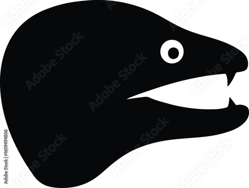 Silhouette moray eel aggressive side profile vector illustrator