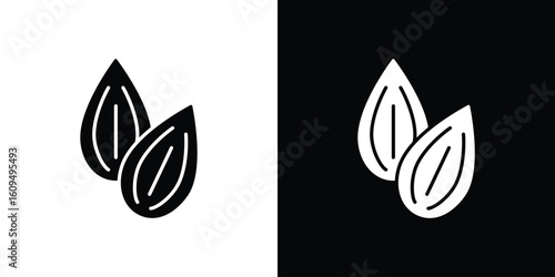 Almond icon. black and white line icons pack.