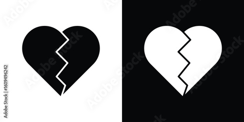 Broken heart icon. black and white line icons pack.