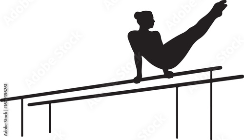 Gymnast Silhouette on Parallel Bars