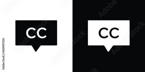 Closed caption icon. black and white line icons pack.