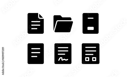 Minimalist document and folder icons set for efficient organization