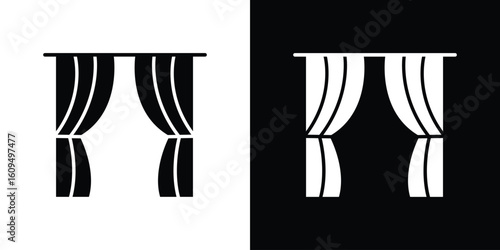 Curtain icon. black and white line icons pack.