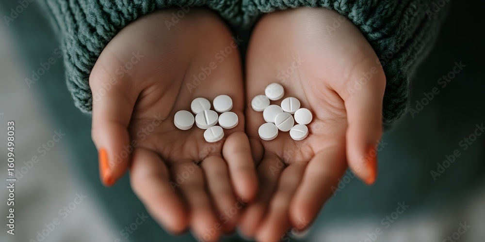 Hands full of medicine capsules Hands full of medicine capsules