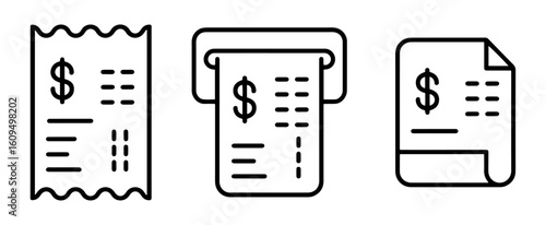 payment and invoice line icon for tax or receipt document