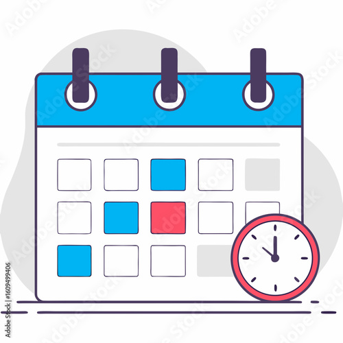 Calendar and Clock Icon Vector for Scheduling