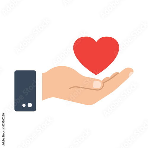 Symbol of Giving: Hand Presenting a Red Heart