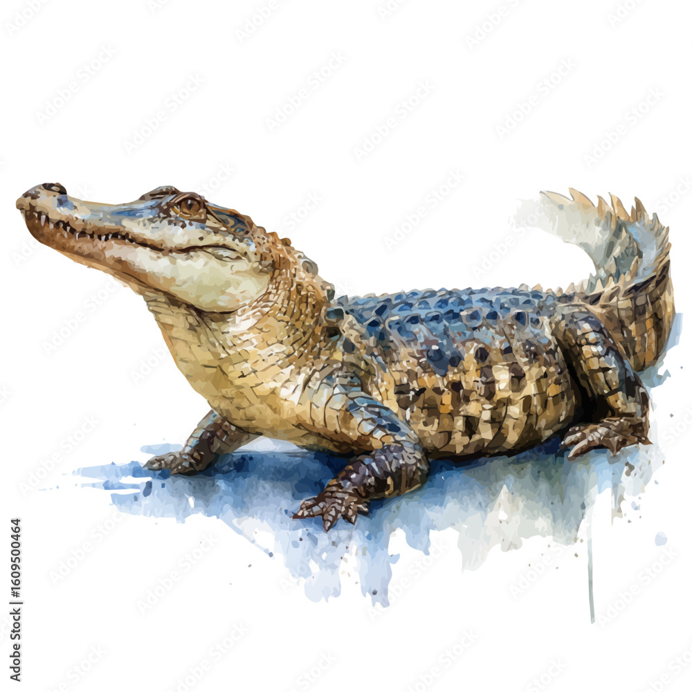 Naklejka premium Alligator in watercolor style, vector illustration, isolated on white background.