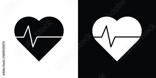 Heartbeat icon. black and white line icons pack.