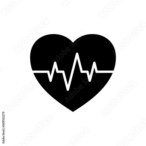 Heart beat icon. Pulse heartbeat. Rate line ecg isolated on white background. Medical ekg. Cardiovascular hearth. Healthy life. Monitor electrocardiogram. Cardio rhythm. Medicine. Vector illustration