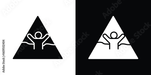 Mud warning signs. black and white line icons pack.