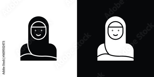 Muslim women icon. black and white line icons pack.