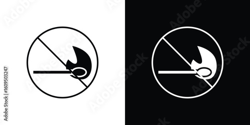 No fire sign. black and white line icons pack.
