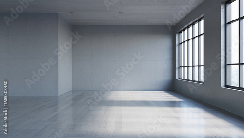 Wallpaper Mural Empty bright room with wooden floor and large windows in modern interior design Torontodigital.ca