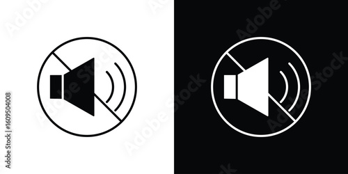 No sound signs. black and white line icons pack.