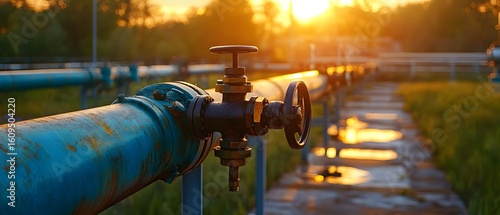 Close-up of a tap valve in a gas station.