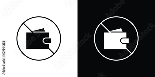 No wallet signs. black and white line icons pack.