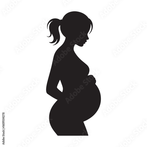 Pregnant Woman Vector Icon Motherhood Maternity Expecting Baby Childbirth Silhouette