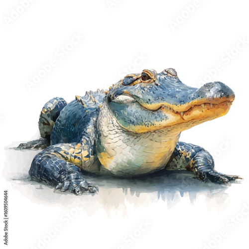 A watercolor painting of Alligator, vector illustration on white background.