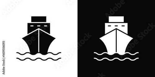Ship icon. black and white line icons pack.