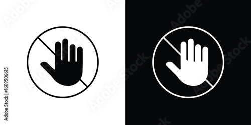 Stop signs. black and white line icons pack.